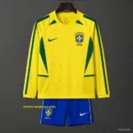 Retro Kids 2002 Brazil Home Long Sleeve Jersey