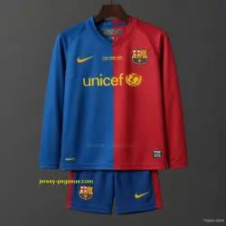 Retro Kids Barcelona Home Champions Long Sleeve Jersey