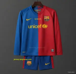 Retro Kids Barcelona Home Champions Long Sleeve Jersey
