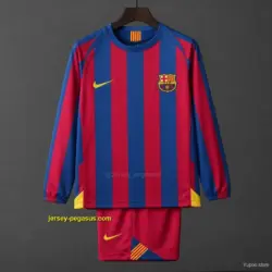 Retro Kids Barcelona Home League Version Long Sleeve Jersey
