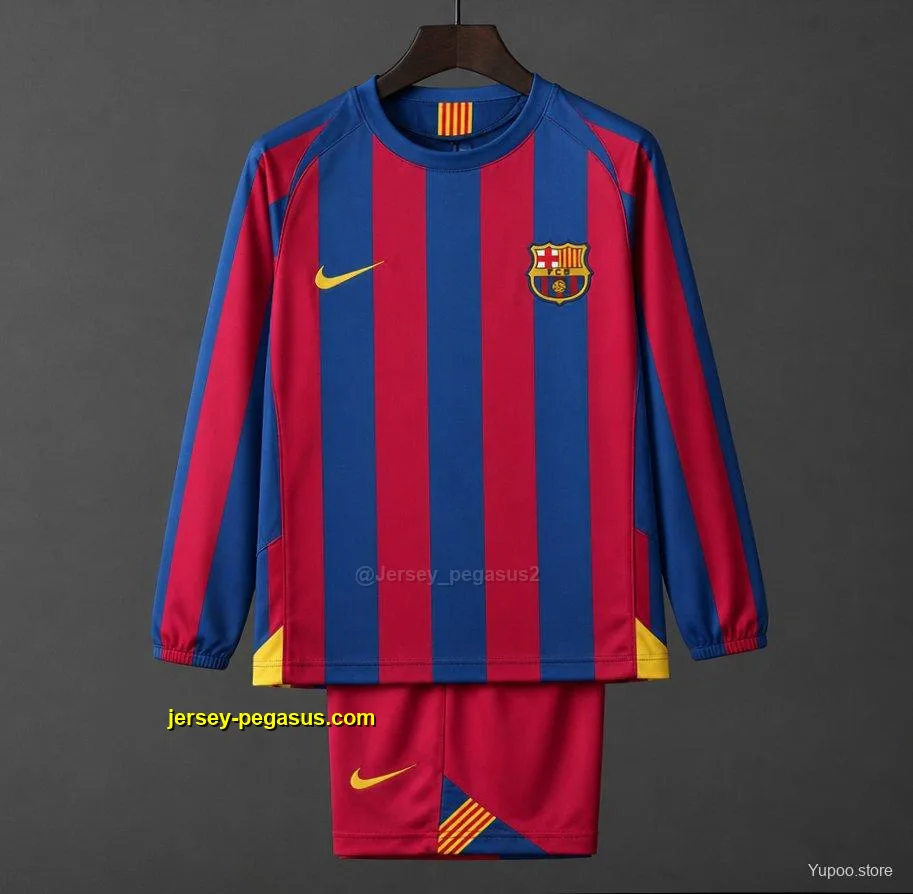 Retro Kids Barcelona Home League Version Long Sleeve Jersey Retro Kids Barcelona Home League Version Long Sleeve Jersey