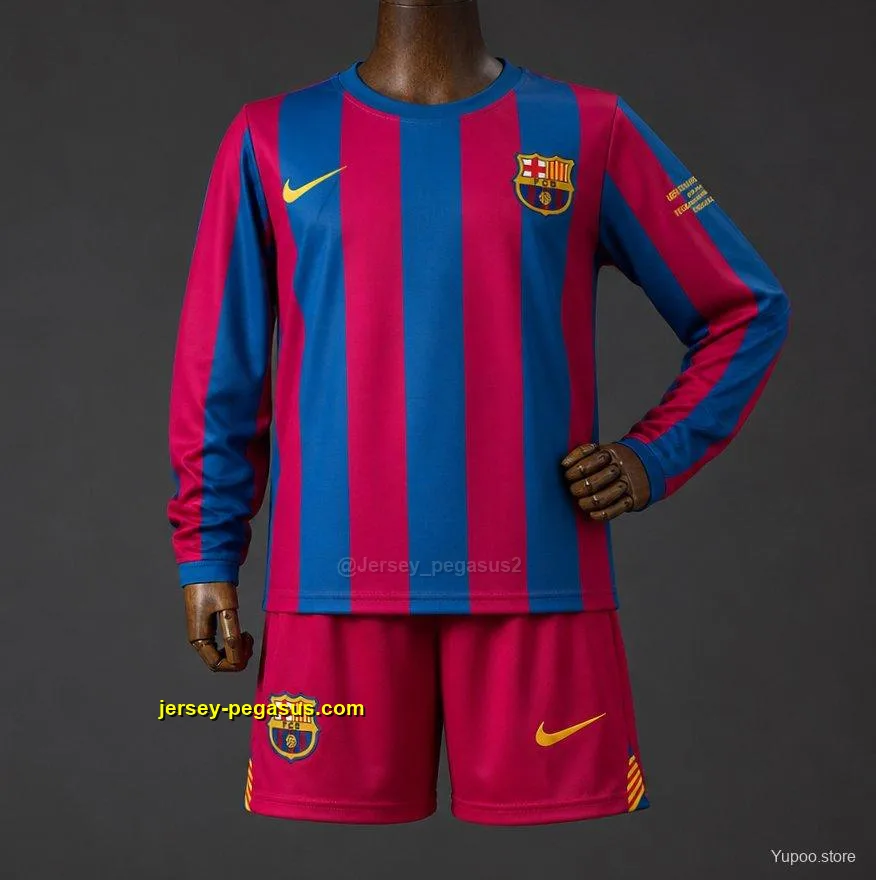 Retro Kids Barcelona Home Long Sleeve Champion League Jersey Retro Kids Barcelona Home Long Sleeve Champion League Jersey