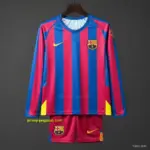 Retro Kids Barcelona Home Long Sleeve UCL Jersey