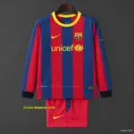 Retro Kids Barcelona Red Blue Home Long Sleeve Jersey