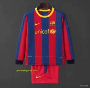 Retro Kids Barcelona Red Blue Home Long Sleeve Jersey