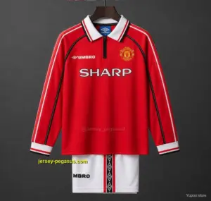 Retro Kids Manchester United Red Home Long Sleeve Jersey