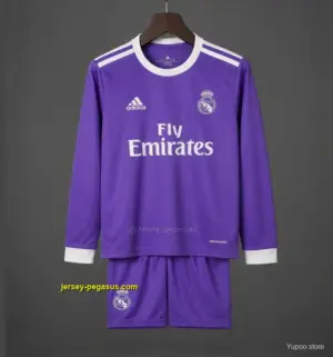 Retro Kids Real Madrid Away Long Sleeve Jersey