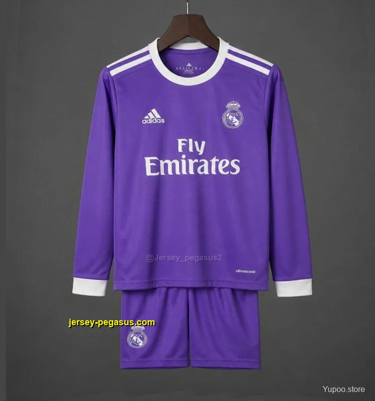 Retro Kids Real Madrid Away Long Sleeve Jersey Retro Kids Real Madrid Away Long Sleeve Jersey