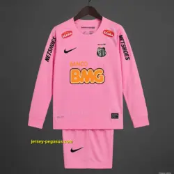 Retro Kids Santos Away Pink Long Sleeve Jersey