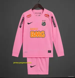 Retro Kids Santos Away Pink Long Sleeve Jersey