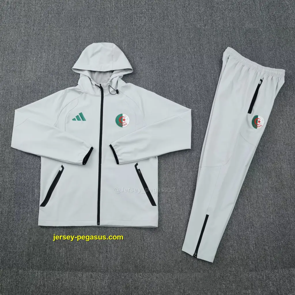 Algeria 2026 gray windbreaker jacket+pants