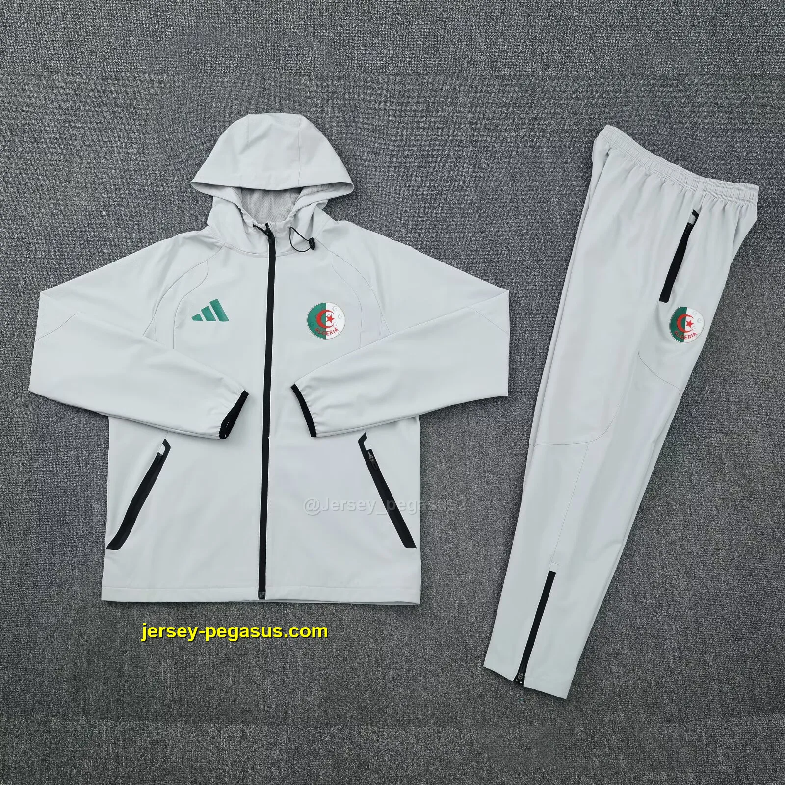 Algeria 2026 gray windbreaker jacket+pants Algeria 2026 gray windbreaker jacket+pants