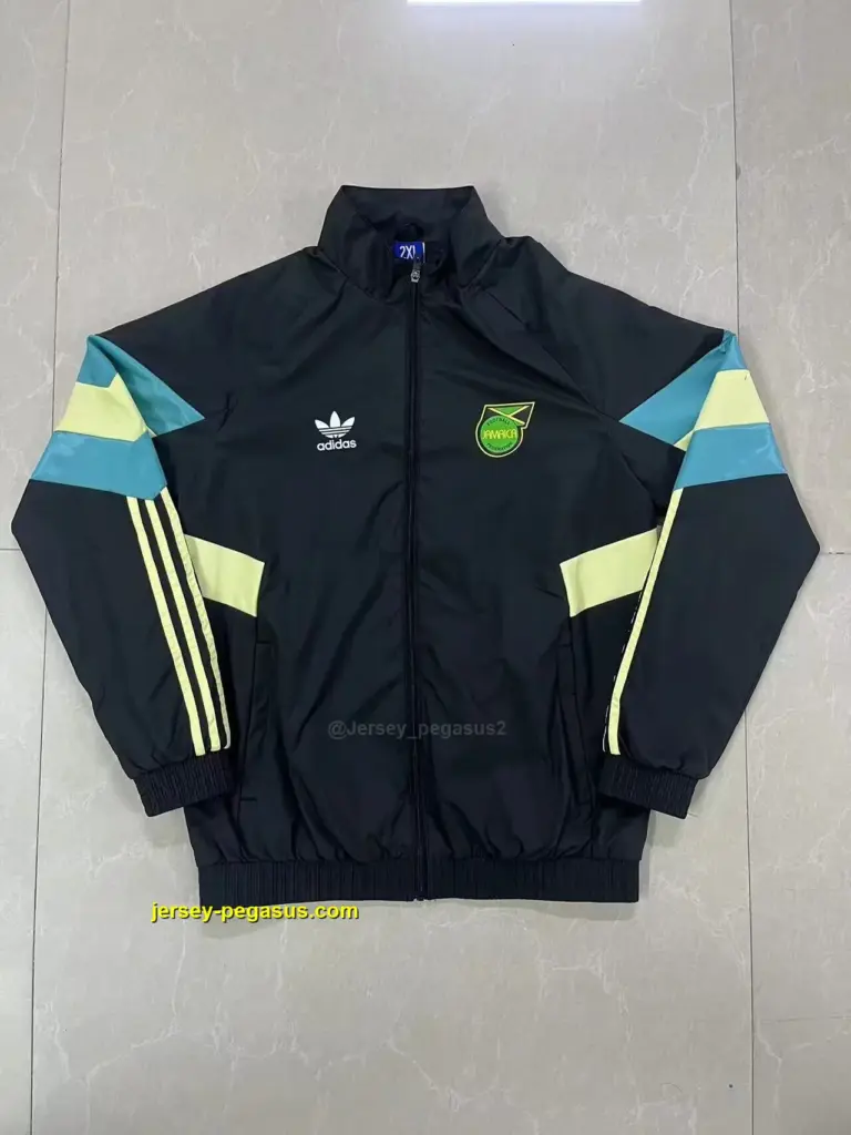 Jamaica black with green windbreaker jacket