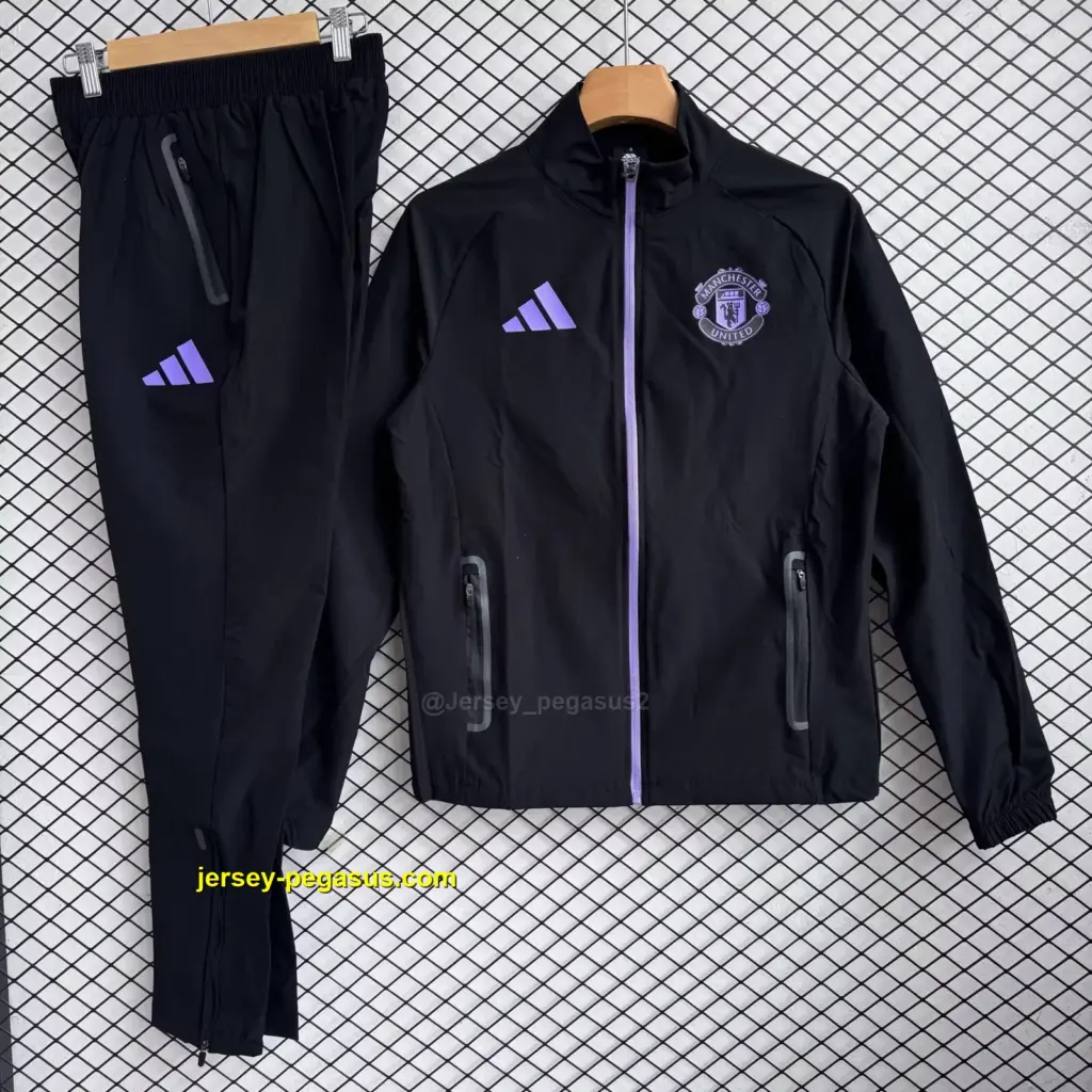Man U black windbreaker jacket+pants