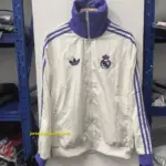 Real Madrid retro white windbreaker jacket