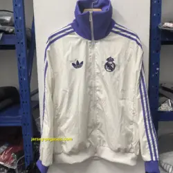 Real Madrid retro white windbreaker jacket