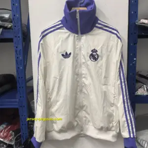 Real Madrid retro white windbreaker jacket