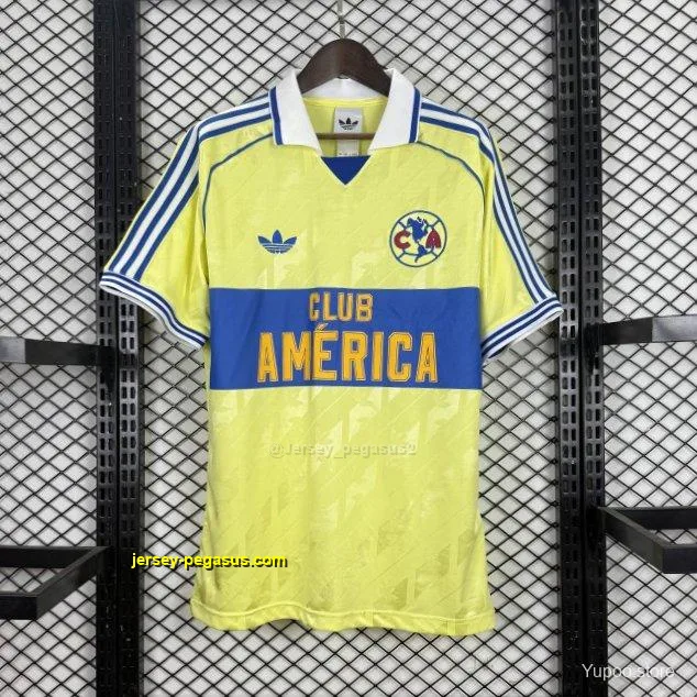 Player Version Club América Adidas Originals Retro Reissue Home Yellow Blue Jers Player Version Club América Adidas Originals Retro Reissue Home Yellow Blue Jers
