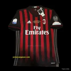 Retro 16 17 AC Milan Home Jersey Supercoppa TIM Juventus VS AC Milan With Superc