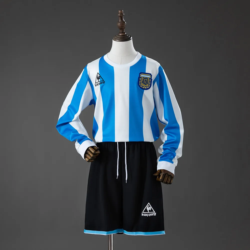 Argentina 1998 Home Retro Long-Sleeved Kids Kit Jersey Argentina 1998 Home Retro Long-Sleeved Kids Kit Jersey