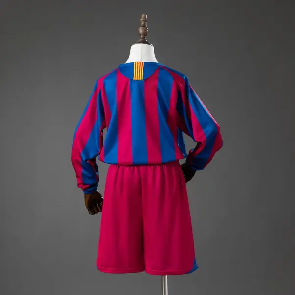 Barcelona Home (League Edition) Retro Long Sleeve Kids Kit Jersey