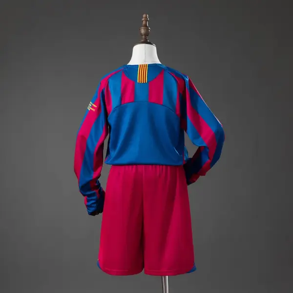 Barcelona Home (UEFA Champions League) Retro Long Sleeve Kids Kit Jersey