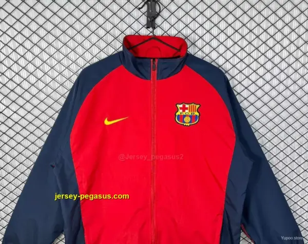 Retro Barcelona Home Red Full Zipper Windbreaker