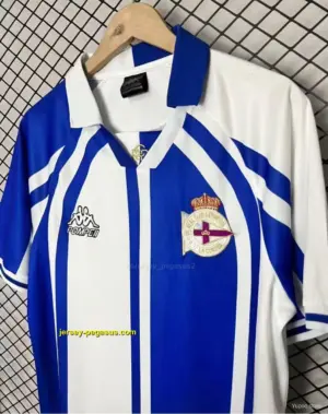 Retro Deportivo La Coruña Blue & White Stripe Home Jersey