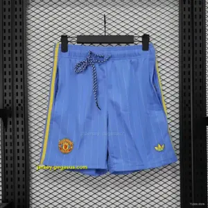 Retro Player Version 19 Manchester United Third Sky Blue with Pinstripe Pattern