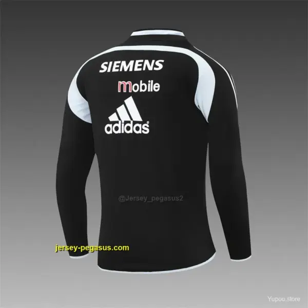 Retro Real Madrid Black Half Zipper Jacket