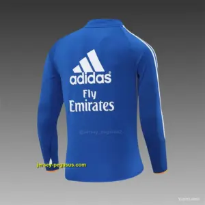 Retro Real Madrid Color Blue Half Zipper Jacket