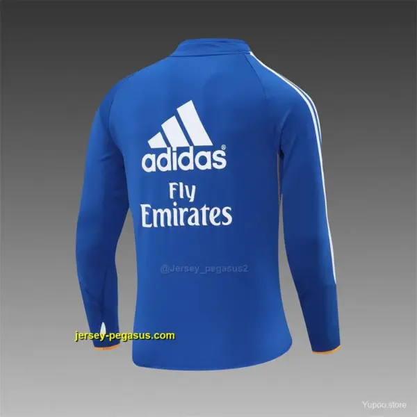 Retro Real Madrid Color Blue Half Zipper Jacket