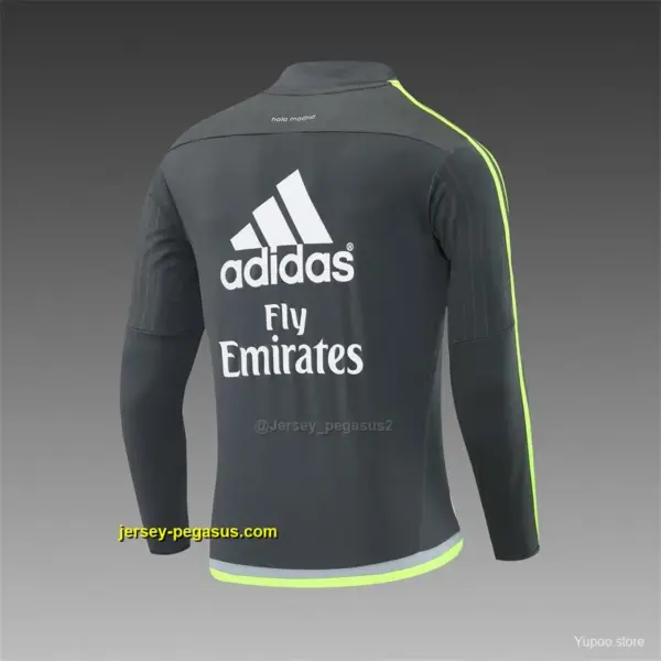 Retro Real Madrid Dark Grey Half Zipper Jacket