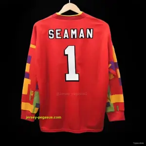 Retro 1996 England Red Goalkeeper Long Sleeve Jersey