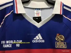Retro 1998 Long Sleeve France Home Soccer Jersey With 98 France Patch
