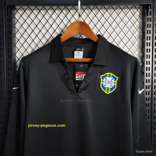Retro 2004 Brazil Special Edition Black Long Sleeve Jersey