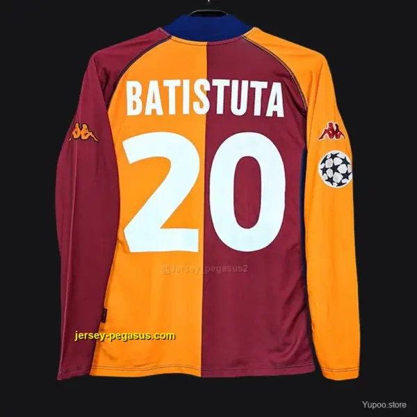 Retro AS Roma Home Long Sleeve Jersey With Champion Patches