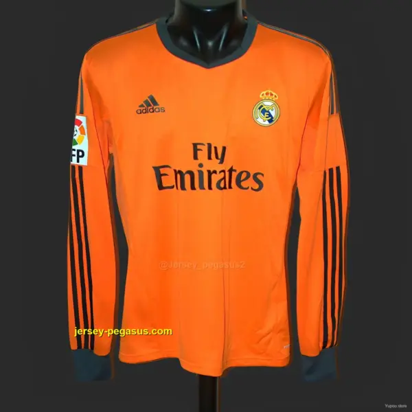 Retro Real Madrid Third Orange Long Sleeve Jersey Worn By Ronaldo