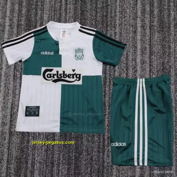 Retro 19 Kids Liverpool White & Green Away Jersey