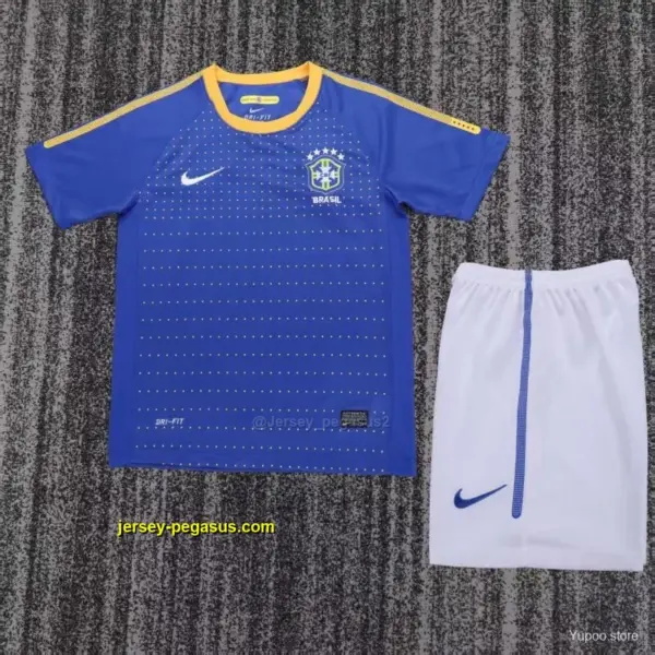 Retro 20 Kids Brazil Blue & White Away Jersey