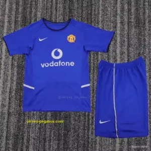 Retro Kids Manchester United Blue Third Jersey
