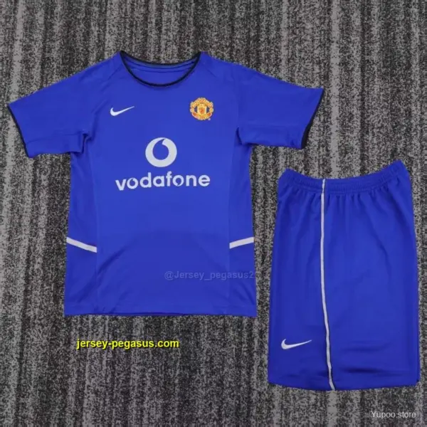 Retro Kids Manchester United Blue Third Jersey