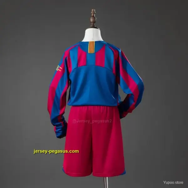 Kids Barcelona Home (UEFA Champions League) Retro Long Sleeve Kit Jersey