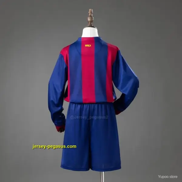 Kids Barcelona Home Retro Long-Sleeve Kit Jersey