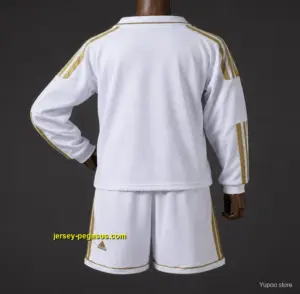 Kids Real Madrid Home Retro Long-Sleeve Kit Jersey