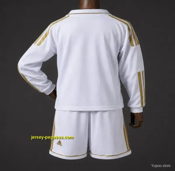 Kids Real Madrid Home Retro Long-Sleeve Kit Jersey
