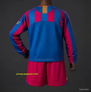 Retro Kids Barcelona Home Long Sleeve Champion League Jersey