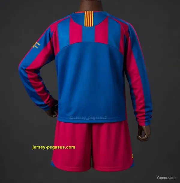Retro Kids Barcelona Home Long Sleeve Champion League Jersey