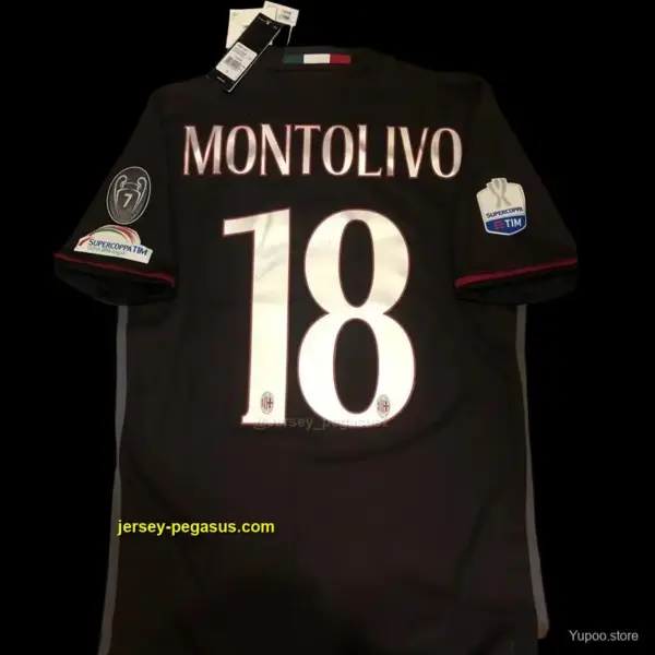 Retro 16 17 AC Milan Home Jersey Supercoppa TIM Juventus VS AC Milan With Superc
