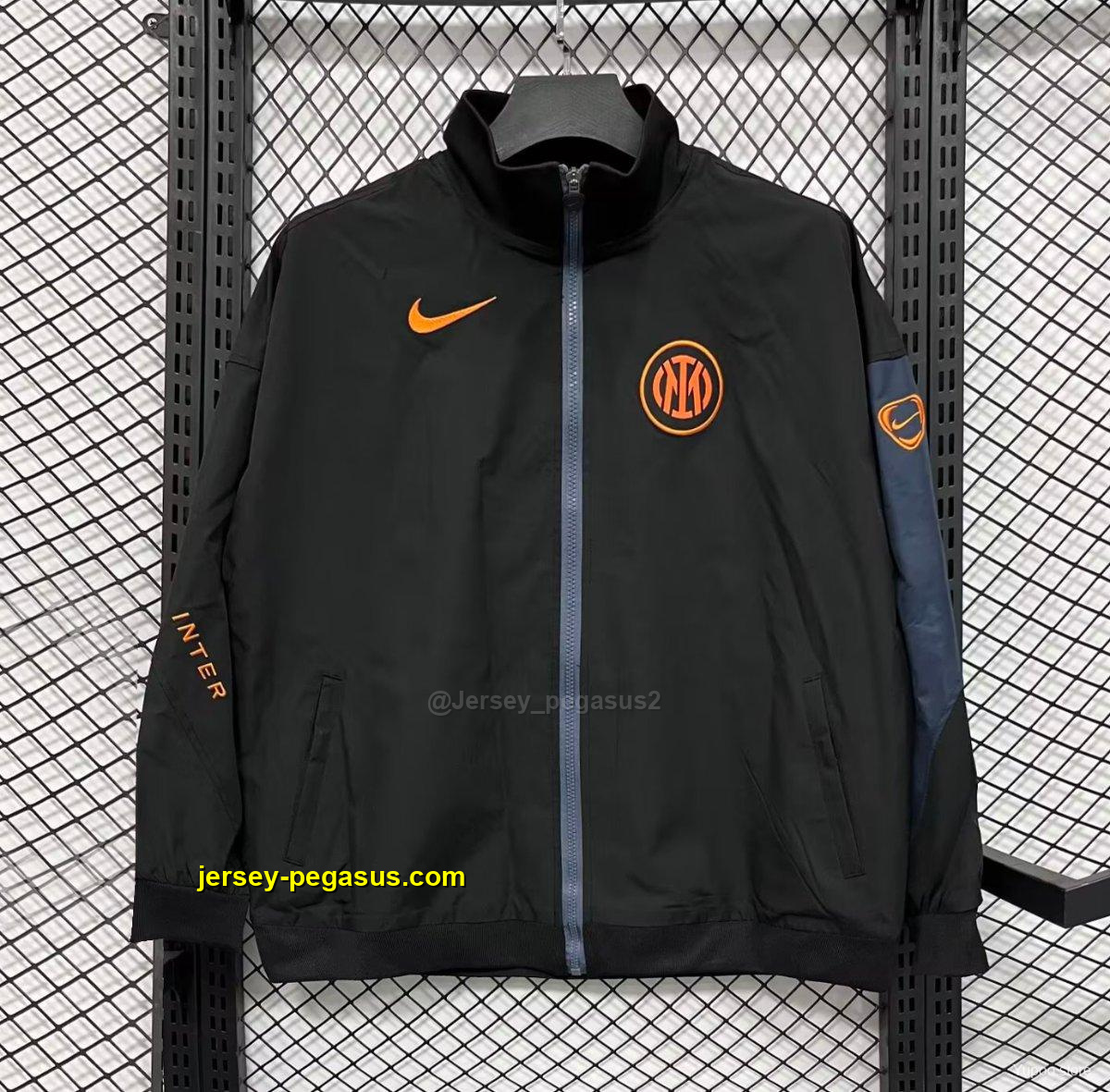Inter Milan Black Full Zipper Windbreaker Inter Milan Black Full Zipper Windbreaker